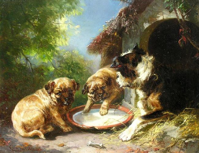 unknow artist Hunde vor der Hutte, France oil painting art